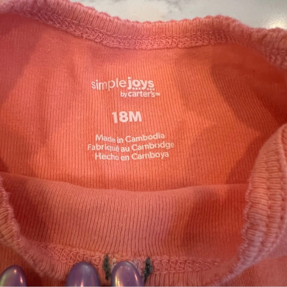 CARTER’S Baby Toddler‎ Girl Bodysuit, Coral, 18m